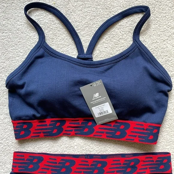 New Balance Women's Navy and Red Sports Bra Set - Picture 2 of 6